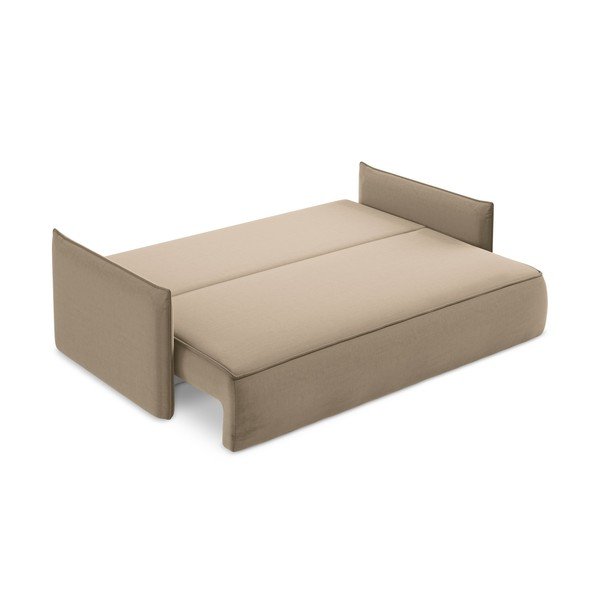 Šviesiai rudos spalvos iš velveto sulankstoma/su sandėliavimo vieta sofa 225 cm Hula – Makamii-image-4