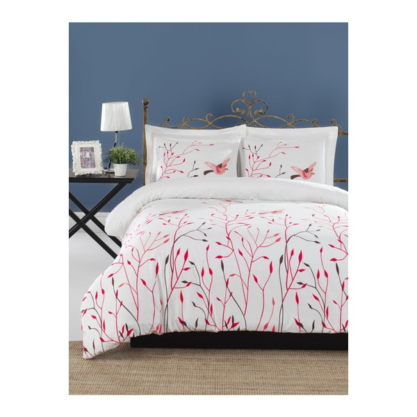 Dvivietės lovos paklodė su patalynės užvalkalu iš ranforce medvilnės "Mijolnir Fidella Pink", 160 x 220 cm