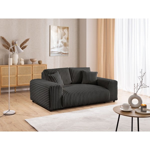 Tamsiai pilkos spalvos iš kordinio velveto sofa 178 cm Justin – Ropez-image-4