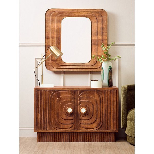 Tamsios natūralios spalvos iš mango masyvo šoninė spintelė 40x75x116 cm Sangar – Premier Housewares-image-1