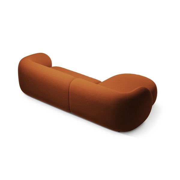 Terakotos spalvos kampinė sofa iš velveto (su kairiuoju kampu/su gultu) Kate – Micadoni -image-2