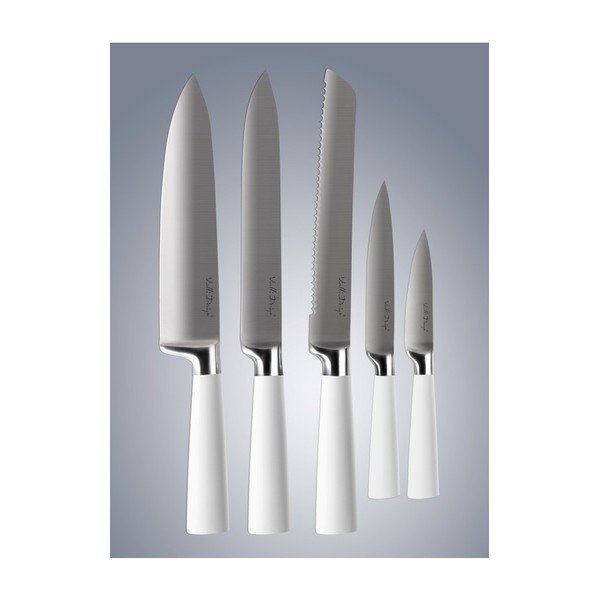 Peilių rinkinys su stovu ir pjaustymo lentele - baltas-image-4