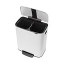 Iš plieno šiukšliadėžė baltos spalvos rūšiavimui/su pedalu 60 l Bo – Brabantia