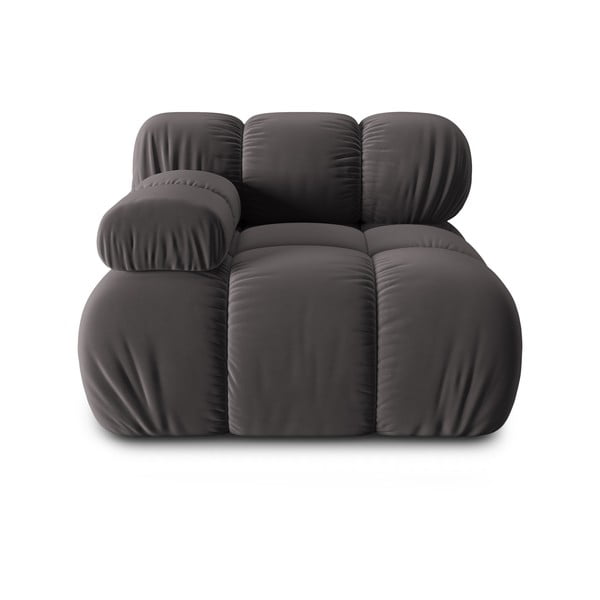 Modulinė sofa tamsiai pilkos spalvos iš velveto (su kairiuoju kampu) Bellis – Micadoni Home