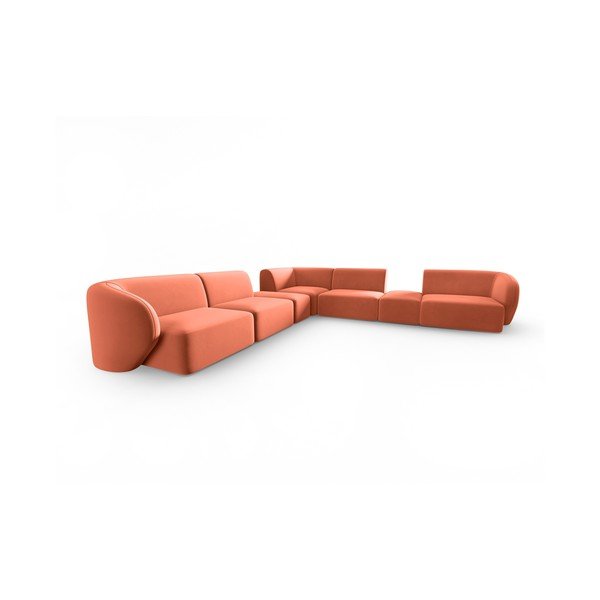Rožinės spalvos iš velveto kampinė sofa Paolo – Milo Casa