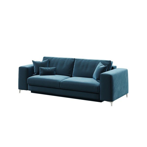 Tamsiai mėlyna aksominė sofa-lova Devichy Rothe, 256 cm-image-2