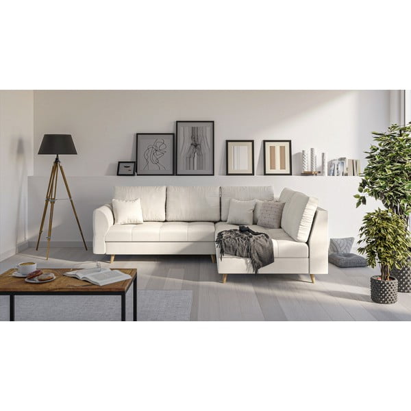Kreminės spalvos kampinė sofa (dešinysis kampas) Ariella - Ropez-image-1