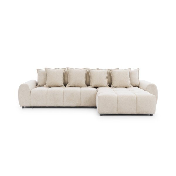 Smėlio spalvos kampinė sofa (su dešiniuoju kampu/su gultu) Albane  – Ropez