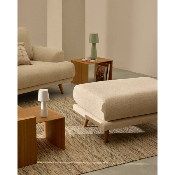 Smėlio spalvos iš šenilinio audinio taburetė Karin – Kave Home-image-1