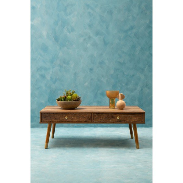 Tamsios natūralios spalvos kavos staliukas 59x110 cm Frida – Premier Housewares-image-2