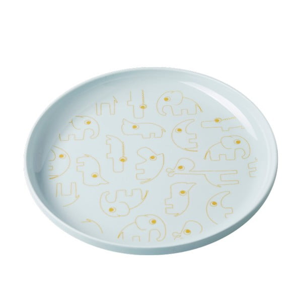 Vaikiška šviesiai mėlyna lėkštė su geltonomis detalėmis Done by Deer Yummy, Ø 20,5 cm