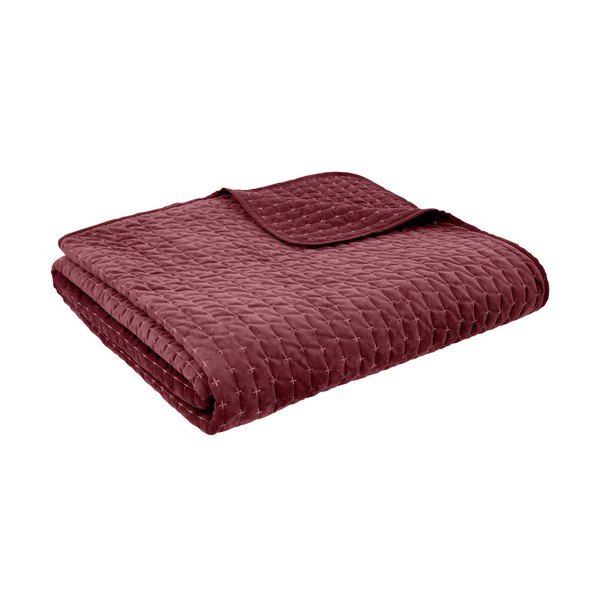 Bordo spalvos iš velveto dygsniuota lovatiesė 240x260 cm Attica Velvet – Bianca