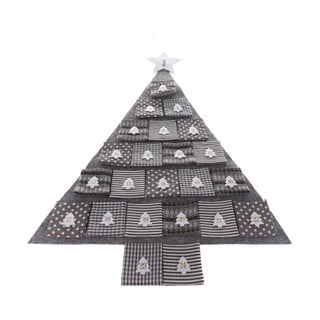 Medžio formos pilkas tekstilinis advento kalendorius, 68 cm ilgio