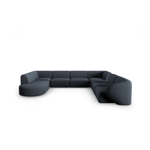 Mėlynos spalvos iš šenilinio audinio kampinė sofa (su dešiniuoju kampu/„U“ formos) Paolo – Milo Casa