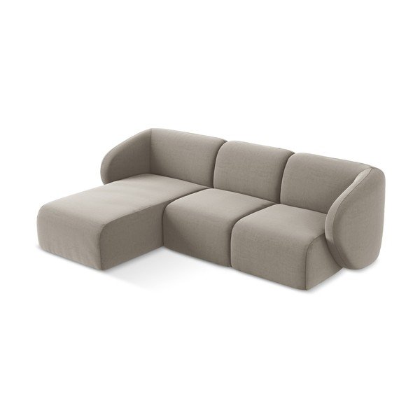 Šviesiai rudos spalvos kampinė sofa iš velveto (su kairiuoju kampu/su gultu) Lani – Makamii-image-2