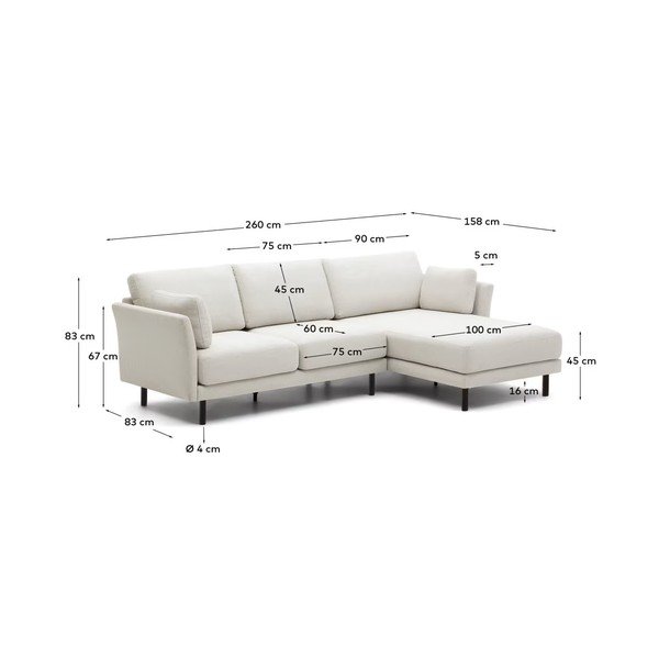 Kampinė sofa kreminės spalvos Gilma – Kave Home-image-4