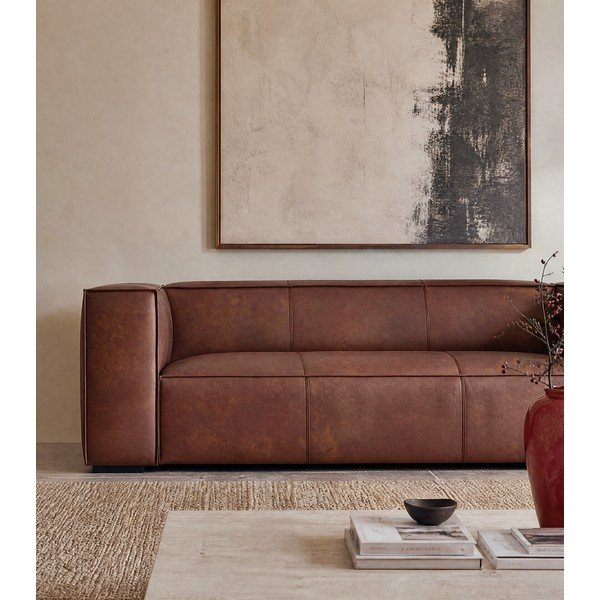 Konjako rudos spalvos odinė sofa 227 cm Madame - Windsor & Co Sofas-image-3