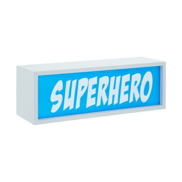 Mėlynos spalvos šviečianti dekoracija reikia baterijų Superhero – Premier Housewares