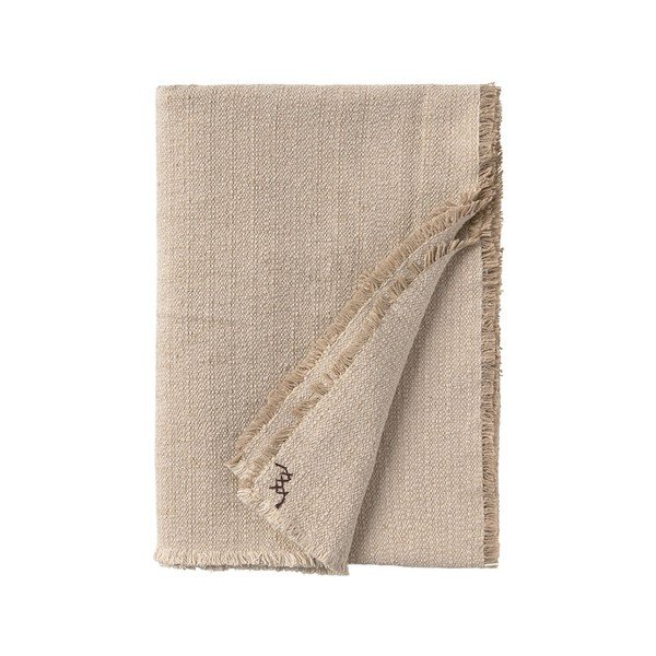 Kreminės spalvos iš medvilnės antklodė ir pledas 130x180 cm Handloom – Lorena Canals