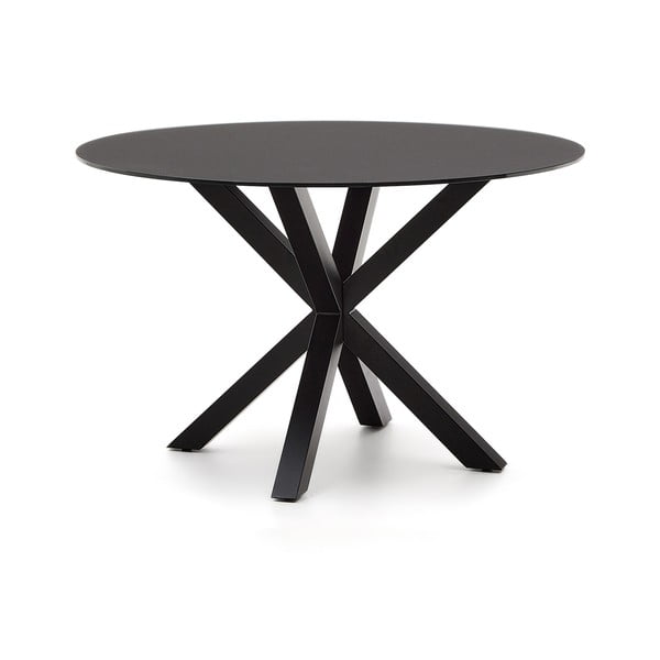 Apvalios formos valgomojo stalas juodos spalvos su stikliniu stalviršiu ø 120 cm Argo – Kave Home