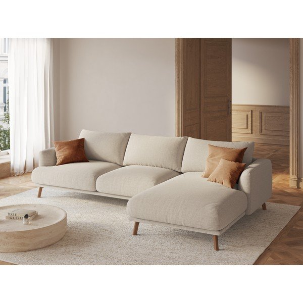 Smėlio spalvos kampinė sofa (su dešiniuoju kampu/su gultu) Naomi – Micadoni -image-1