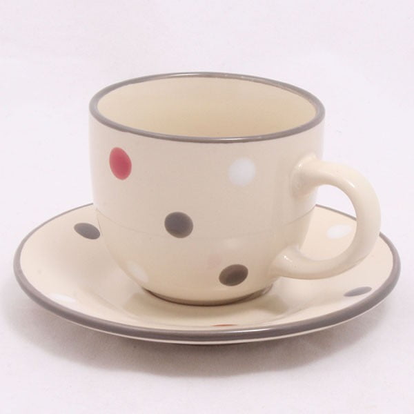 Rankomis dekoruotas puodelis ir lėkštė, 0,2 l
