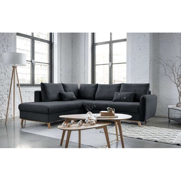 Tamsiai pilka sofa-lova Miuform Scandic Lagom L, kairysis kampas-image-3
