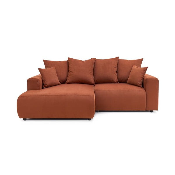 Iš velveto kampinė sofa oranžinės spalvos Enjoy – Bobochic Paris