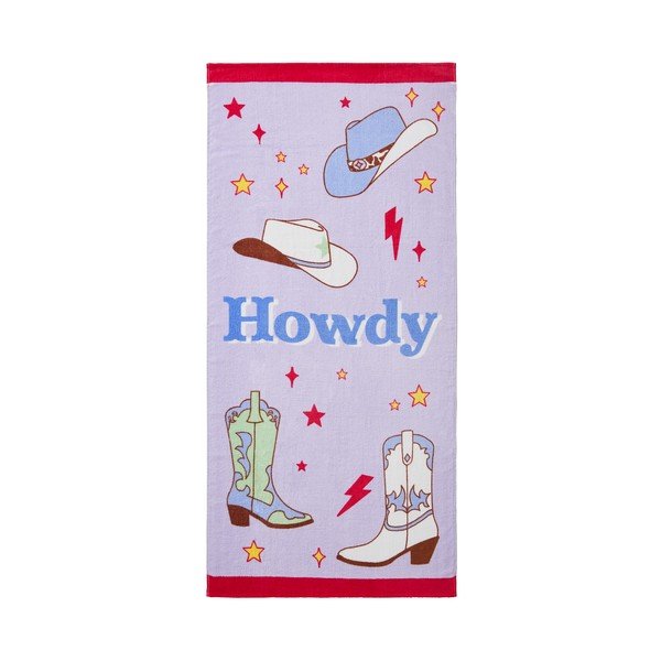 Violetinės spalvos iš frote audinio iš medvilnės paplūdimio rankšluostis 76x160 cm Howdy Cowgirl – Sassy B