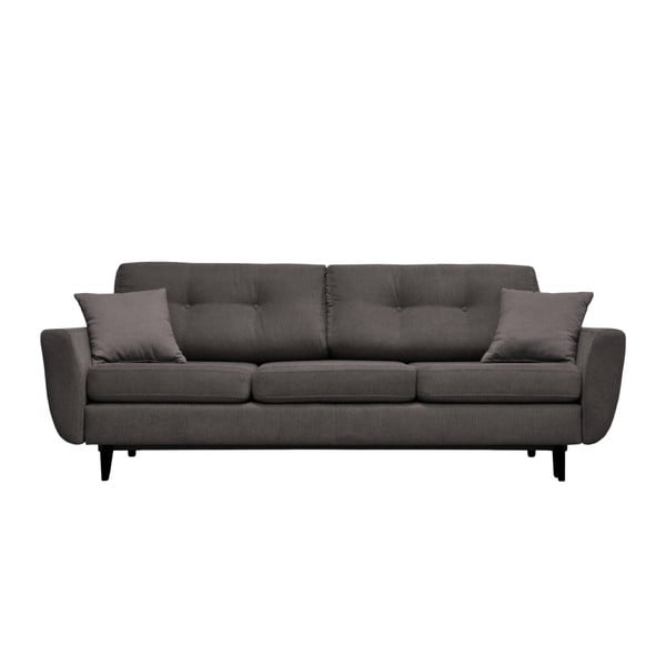 Tamsiai pilka trijų vietų sofa-lova su juodomis kojomis Mazzini Sofas Jasmin