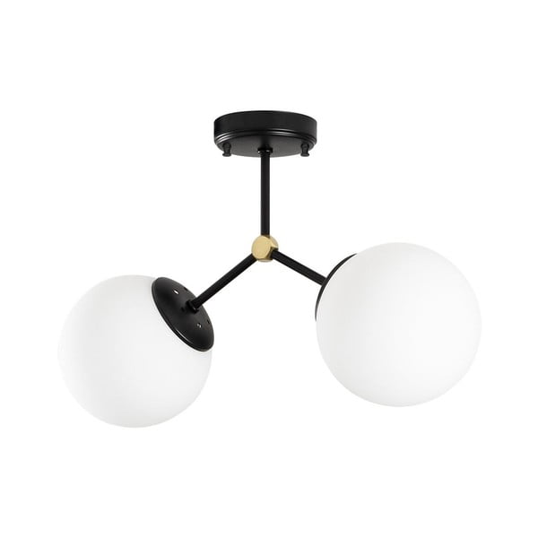 Juodos ir baltos spalvos lubinis šviestuvas 15x44 cm su stiklo gaubtu Damar – Opviq lights