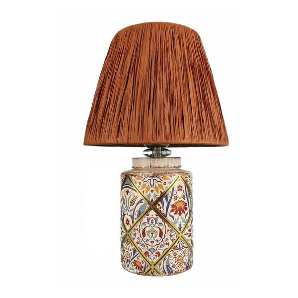 Terakotos spalvos stalinis šviestuvas (aukštis 40 cm) su gaubtu iš virvės Alev – Opviq lights