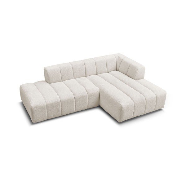 Baltos spalvos iš boucle kampinė sofa (su dešiniuoju kampu/su gultu) Annecy – Bobochic Paris-image-4