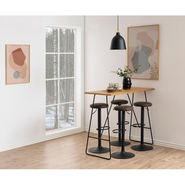 Pilkos spalvos iš audinio baro taburetė reguliuojamo aukščio (sėdynės aukštis 62 cm) Finch – Actona-image-2