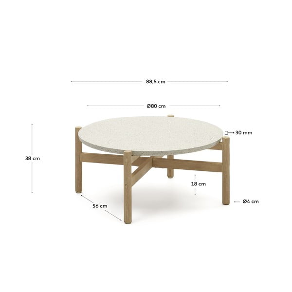 Apvalios formos sodo kavos staliukas su terrazzo stalviršiu ø 88,5 cm Pola – Kave Home-image-4