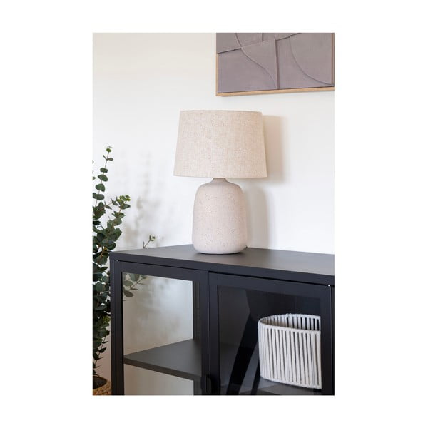 Stalinis šviestuvas kreminės spalvos (aukštis 47 cm) su tekstiliniu gaubtu Croft – House Nordic-image-1