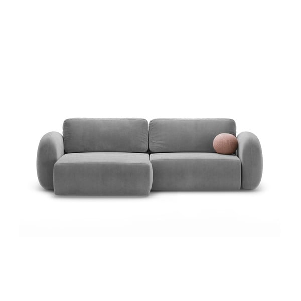 Tamsiai pilkos spalvos iš velveto sulankstoma/su sandėliavimo vieta kampinė sofa Tonale – Cosmopolitan Design