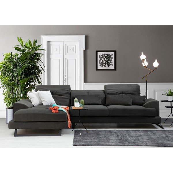 Kampinė sofa tamsiai pilkos spalvos (su kairiuoju kampu) Frido – Balcab Home-image-1