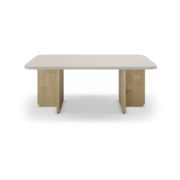 Kavos staliukas kreminės spalvos/natūralios spalvos iš ąžuolo 56x100 cm Hillary – Marckeric