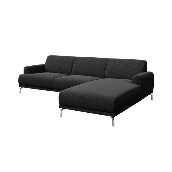 Antracito pilkos spalvos kampinė sofa MESONICA Puzo, dešinysis kampas-image-2