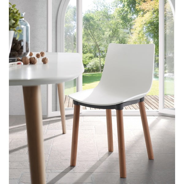 Prailginamas valgomojo stalas baltos spalvos su baltu stalviršiu 100x160 cm Oqui – Kave Home-image-3