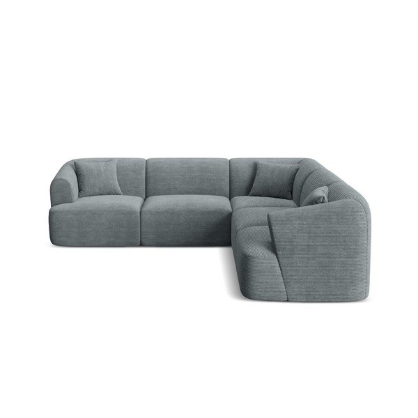 Tamsiai pilkos spalvos kampinė sofa iš kordinio velveto Campi – Cosmopolitan Design