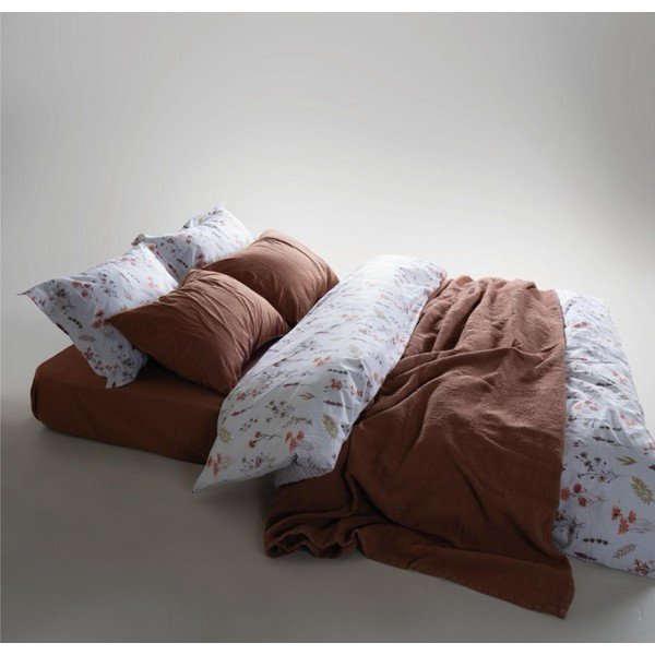 Baltos spalvos iš ranforce medvilnės dvigulė/itin ilga patalynė 240x220 cm Floral Dance Autumn – Mila Home Luxury-image-1