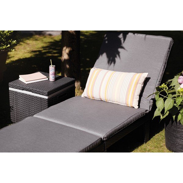 Tamsiai pilkos spalvos paminkštinto audinio/dirbtinis rotangas reguliuojamas sodo šezlongas Daytona – Keter-image-3