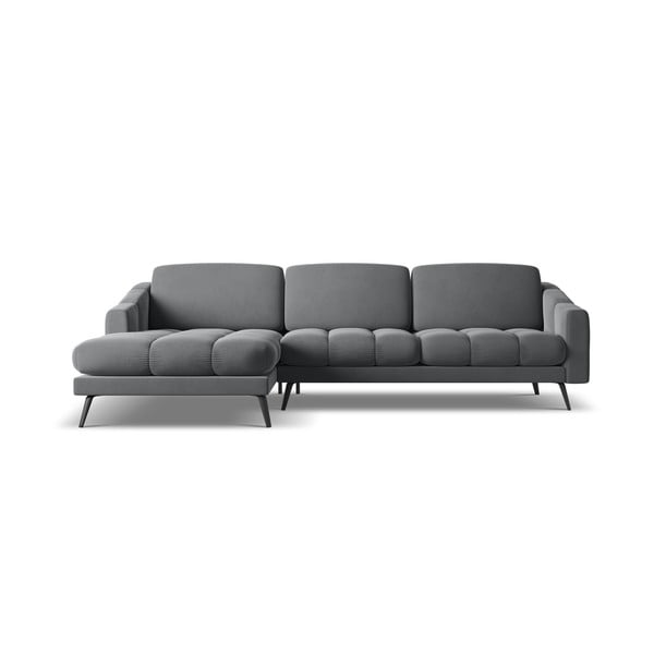 Pilkos spalvos iš velveto kampinė sofa (su kairiuoju kampu) Nalu – Makamii