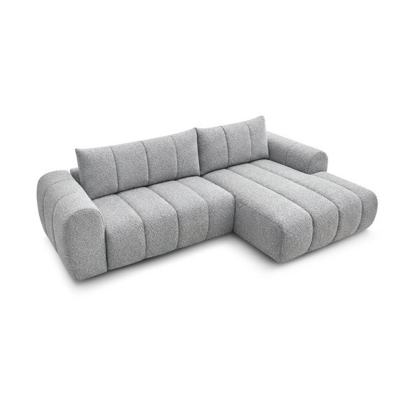 Šviesiai pilkos spalvos kampinė sofa (su dešiniuoju kampu/su gultu) Nesty – Bobochic Paris-image-4
