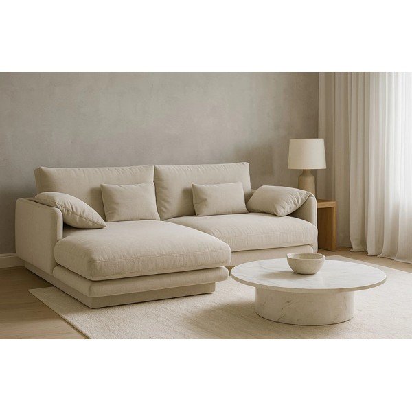 Kampinė sofa smėlio spalvos (su kairiuoju kampu) Torino – Micadoni Home-image-1
