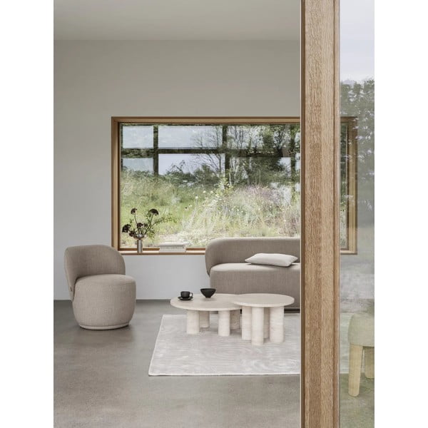 Iš akmens apvalios formos kavos staliukas smėlio spalvos ø 75 cm Volos – Blomus-image-1