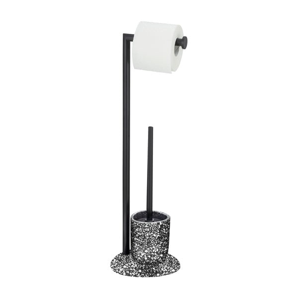Juodas tualeto valymo šepečio komplektas Wenko Terrazzo-image-1