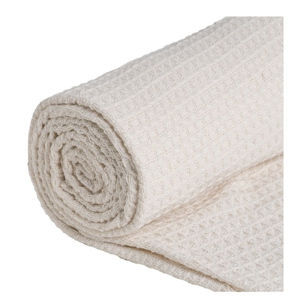 Iš perdirbtos medvilnės lovatiesė kreminės spalvos 260x280 cm Honeycomb – Ixia-image-4